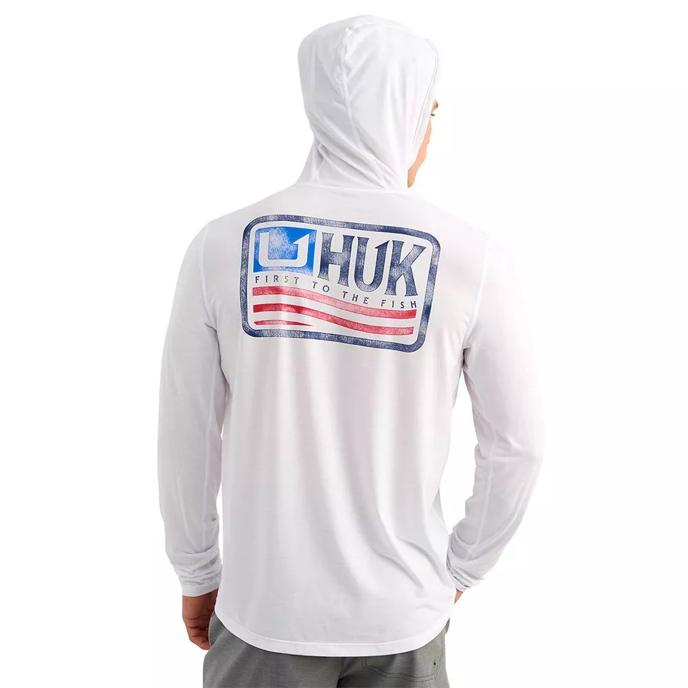 Huk Drift Long Sleeve Hoodie White 2XL