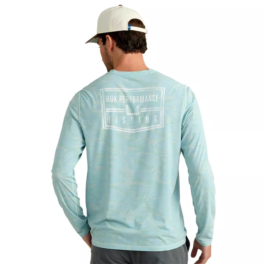 Huk Drift Performance Long Sleeve Shirt Heron Blue S