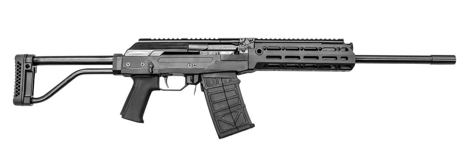 JTS Shotgun M12AK 12 Gauge Semi-Auto 3″ 5RD 18.70″ Picatinny Rail Receiver, Skeletonized Black Synthetic Stock