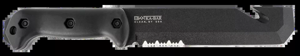 Ka-Bar BK3 Becker Tac Tool: 7" Fixed Chisel with Wire Cutter and Serrated Edge, Black 1095 Cro-Van Blade, Black Ultramid Handle, Sheath Included