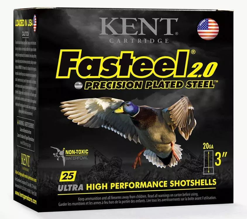Kent Fasteel 2.0 Shotshells 20 ga 3″ 7/8oz 1550 fps #2 25/ct