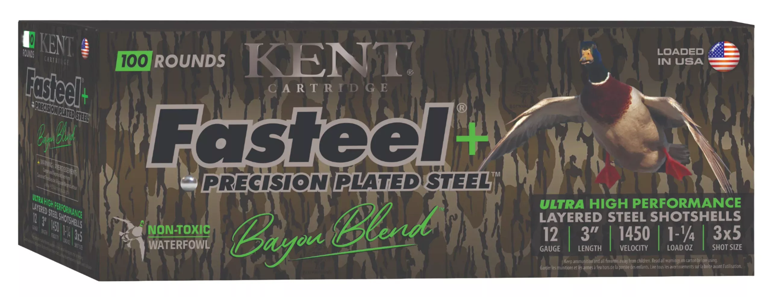 Kent Fasteel+ Bayou 12ga 1-1/4OZ #3X5 100/2