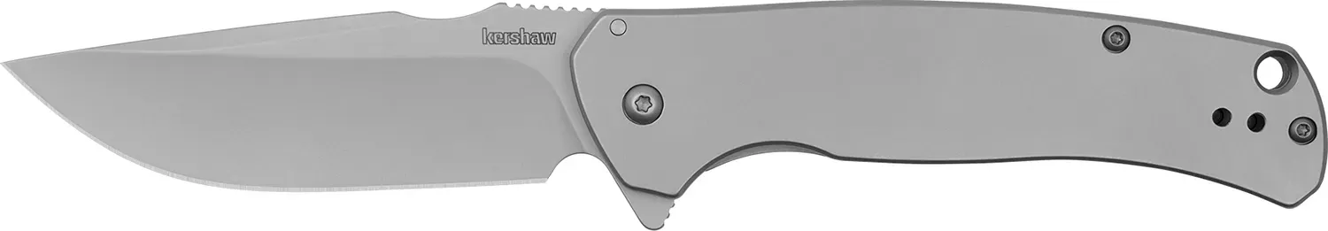 Kershaw 1416 Scour 3.30″ Folding Drop Point Plain Bead Blasted 8CR13MOV SS Blade, Bead Blasted Stainless Steel Handle