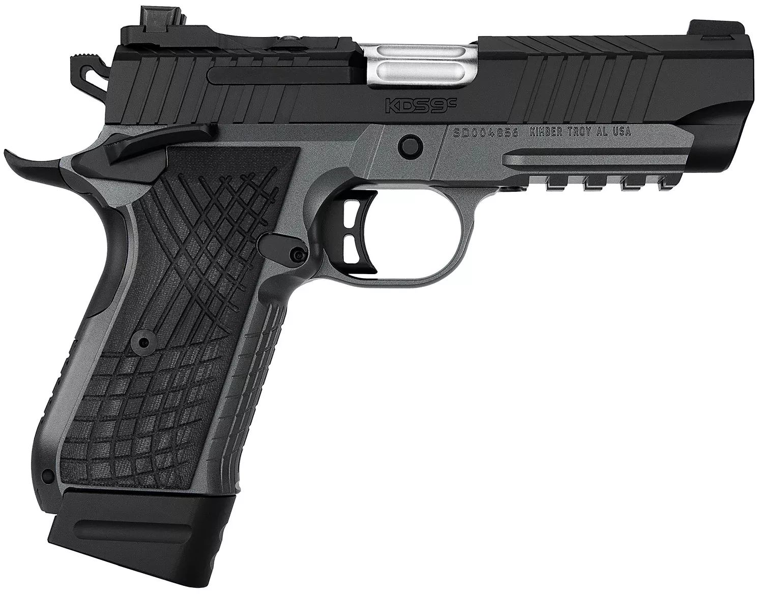 Kimber Mfg.,inc 3100015 KDS9C9mm 15+1 4.09″ KimPro Gray/Black Front and Rear Serrations Stainless Steel Black Crosshatch cut G-10 Grip