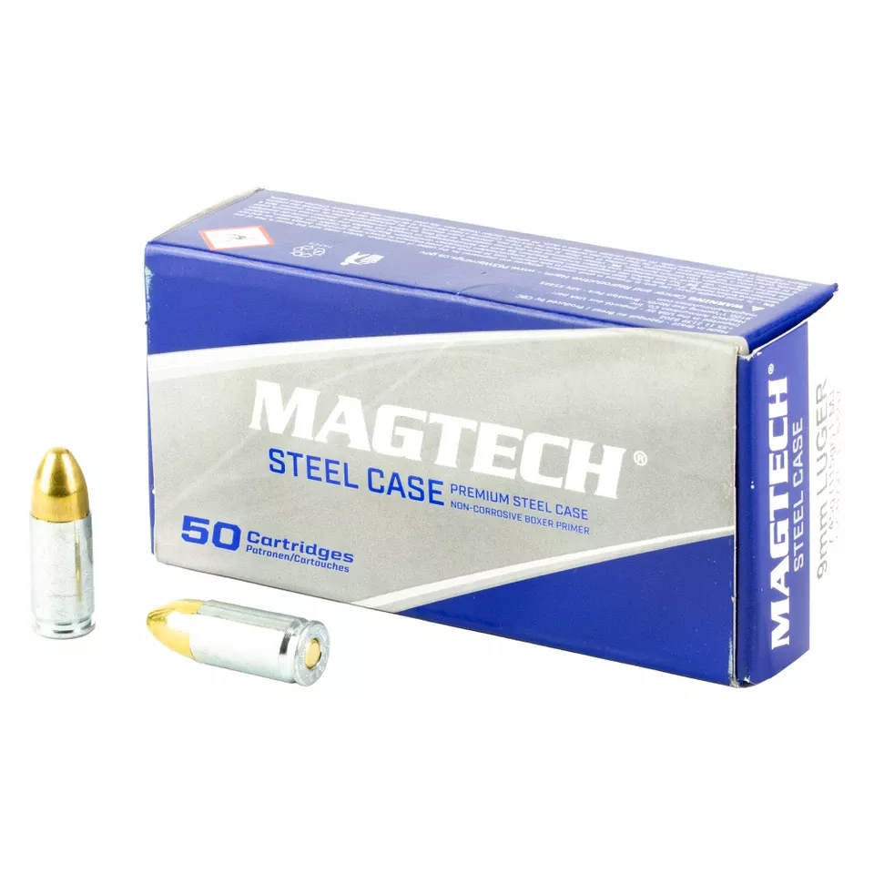 MAGTECH 9MM 115GR FMJ STEEL CASE AMMO 50 ROUNDS/1000 ROUNDS BULK PACK