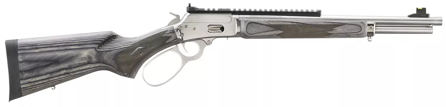 Marlin 70432 1894 SBL 44 Special/44 Rem Mag 8+1/9+1 16.10″ Polished Stainless Threaded Barrel, Polished Stainless Picatinny Rail Receiver, Gray Fixed Laminate Stock