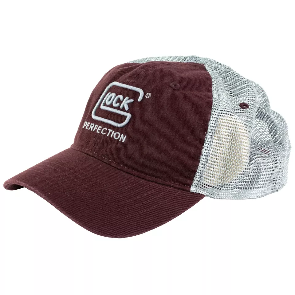 Maroon Snapback Hat with Glock Mesh Design