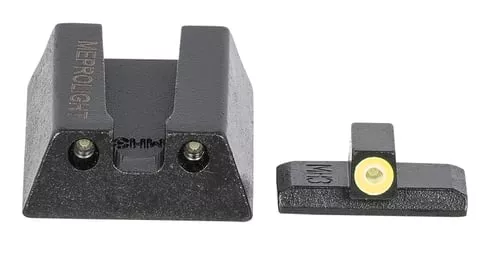 Meprolight USA 415453121 Hyper-BrightBlack | Green Tritium with Yellow Phosphorescent Outline Front Sight Green Tritium with Black Outline Rear Sight Set