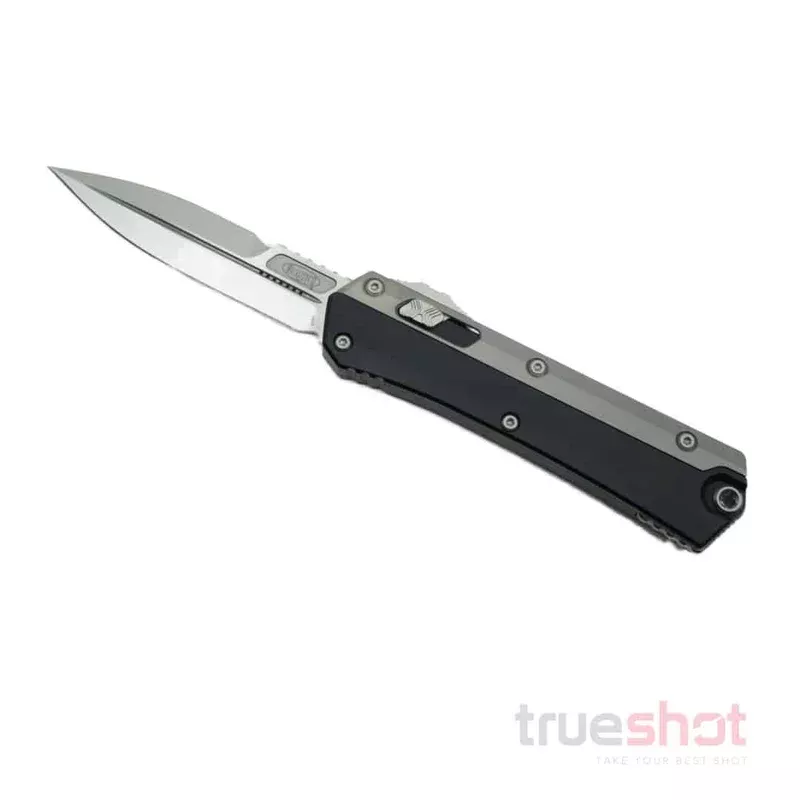 Microtech Glykon D/E OTF Automatic Knife Black Aluminum + Ti – 3.75″ (184-10)