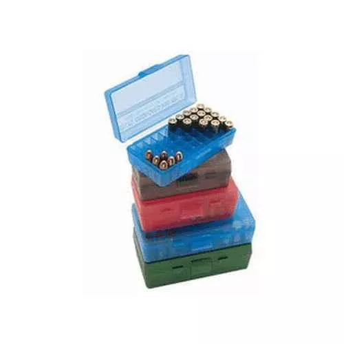 MTM Slip-Top Ammunition Box 50 Round Square Hole 41 - 44 Clear Red E50-45-29