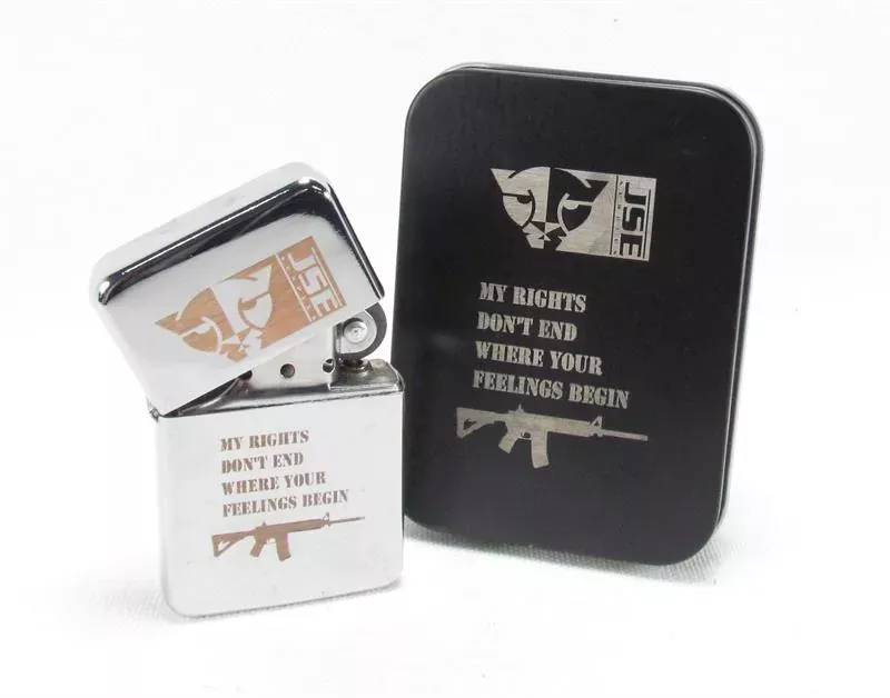 My RIGHTS Engraved Star Lighter (Zippo Style) with Tin Case – Stainless Steel