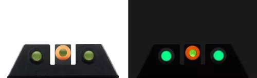 Night Fision CZU075001GDPOGXX OEM Replacement Glow Dome Night Sight Square Tritium Green with Orange Outline Front Black Frame for CZ P-10C