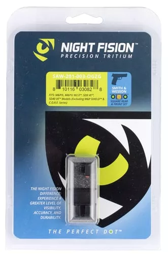 Night Fision SAW201003OGZ Tritium Night SightsFor Smith & WessonBlack | Green Tritium Orange Ring Front Sight Green Tritium Black Ring Rear Sight