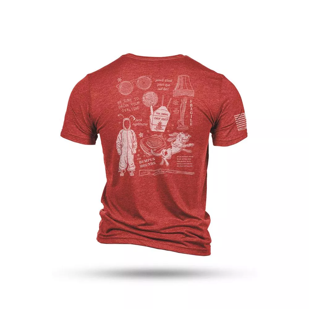 Nine Line Xmas Story Triblend Short Sleeve Shirt Red S