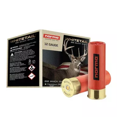 Norma Whitetail Shot 12 Gauge Ammo 2-3/4″ #00 Buckshot 9 Pellet Box of 25