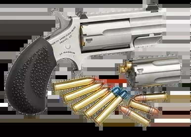 North American Arms Pug 22 Magnum Revolver 1″ Stainless Barrel 5 Round Black Grip