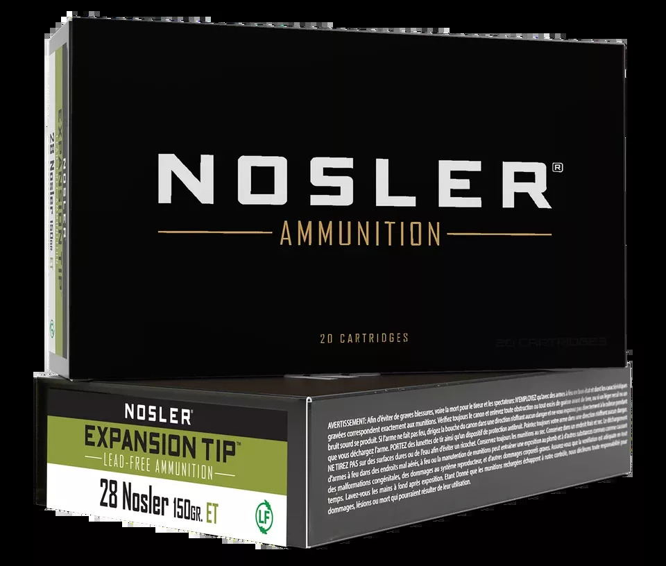 Nosler 40039 E-Tip 28 Nosler 150gr Lead-Free Ammunition - 20/Box, 10/Case