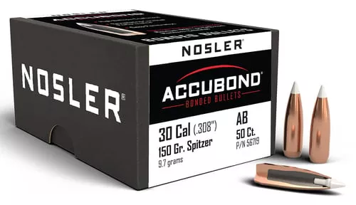 Nosler 56719 AccuBond30Cal 150gr Spitzer Point Boat Tail 50/Box