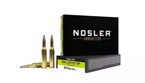 Nosler Ballistic Tip Hyper Velocity Centerfire Ammunition, 260 Remington, Spitzer Ballistic Tip, 120 Grain – 20 Cartridge Box ( 20 / 1 )