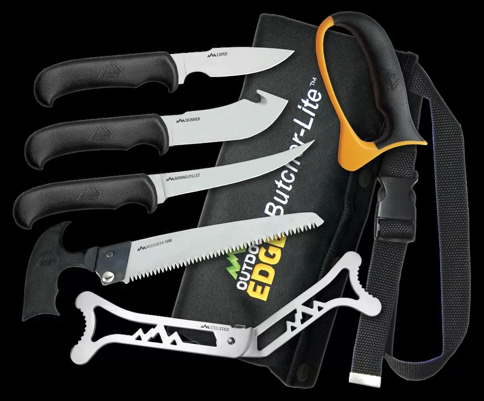 Outdoor Edge BL1 ButcherLite Folding Knife Set with Stainless Steel Blades and Black Handle