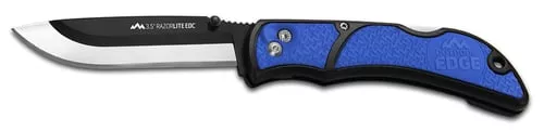 Outdoor Edge RLU40C RazorLite3.50" Folding Drop Point Tanto Plain 420J2 SS Blade Black/Blue Polymer Handle