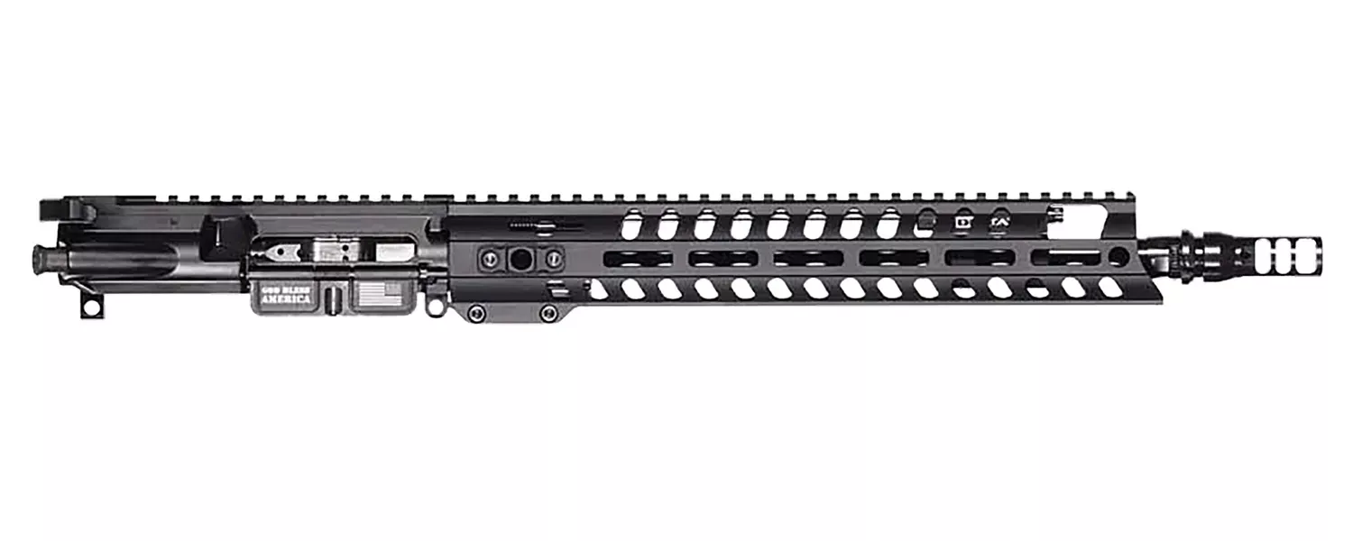 Patriot Ordnance Factory Renegade + Complete Upper 5.56X45MM NATO 10.50″ Black Nitride Barrel Aluminum Black Anodized Receiver 9″ M-LOK Handguard Adjustable Block