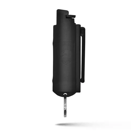 PEPPER SPRAY KEYCHAIN WITH BELT CLIP – BLACK, QUICK ACTION