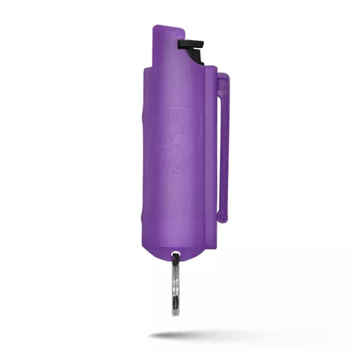 PEPPER SPRAY KEYCHAIN WITH BELT CLIP – PURPLE, QUICK ACTION