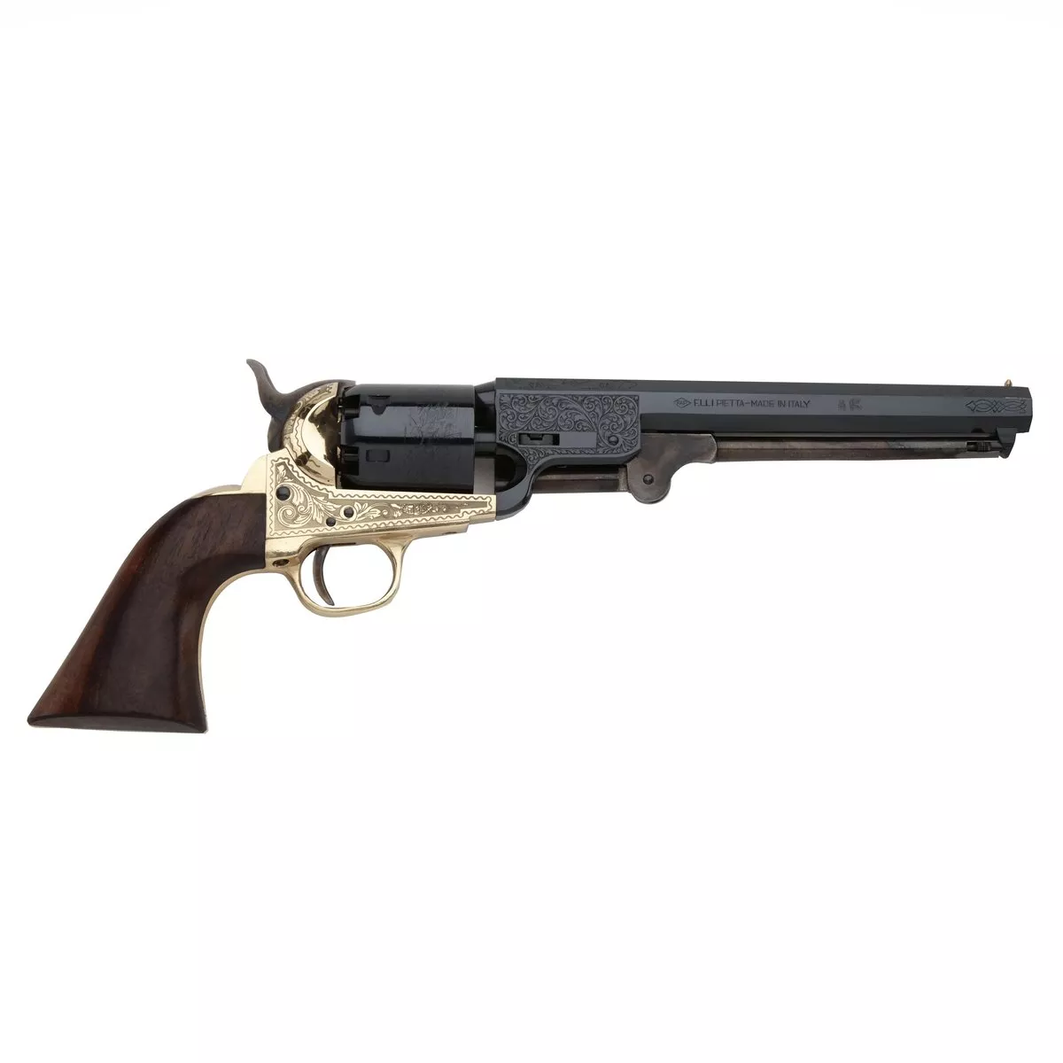 Pietta 1851 Navy 44 cal Blackpowder Revolver (1851 Models) .44 Caliber Engraved Brass Frame 7 1/2 Barrel