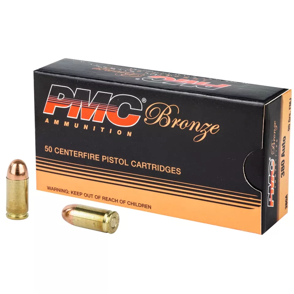 PMC Bronze 380 ACP 90 Grain FMJ Ammunition - 50 Rounds/1000 Rounds