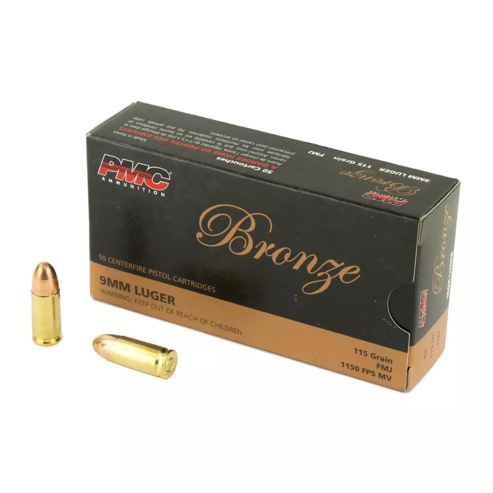 PMC Bronze 9mm 115 Grain FMJ Ammunition - 50 Rounds/1000 Rounds