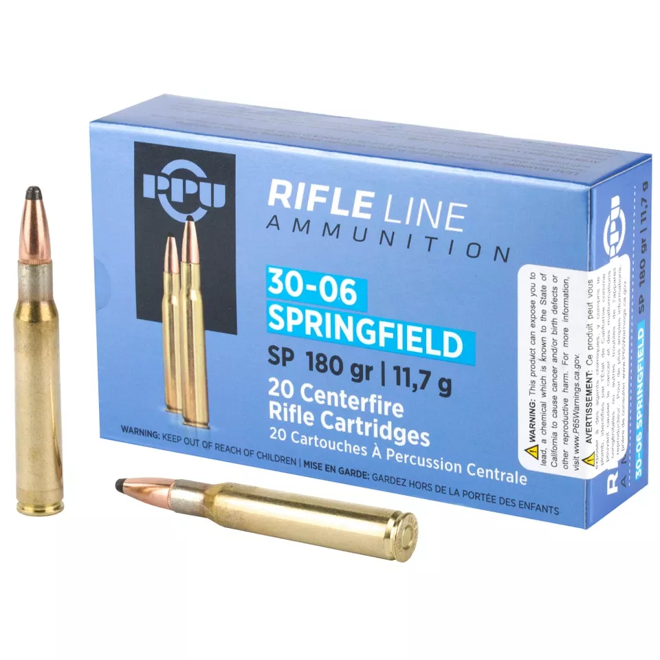 PPU 30-06 Springfield 180 Grain Soft Point Ammunition - 20 Rounds/200 Rounds