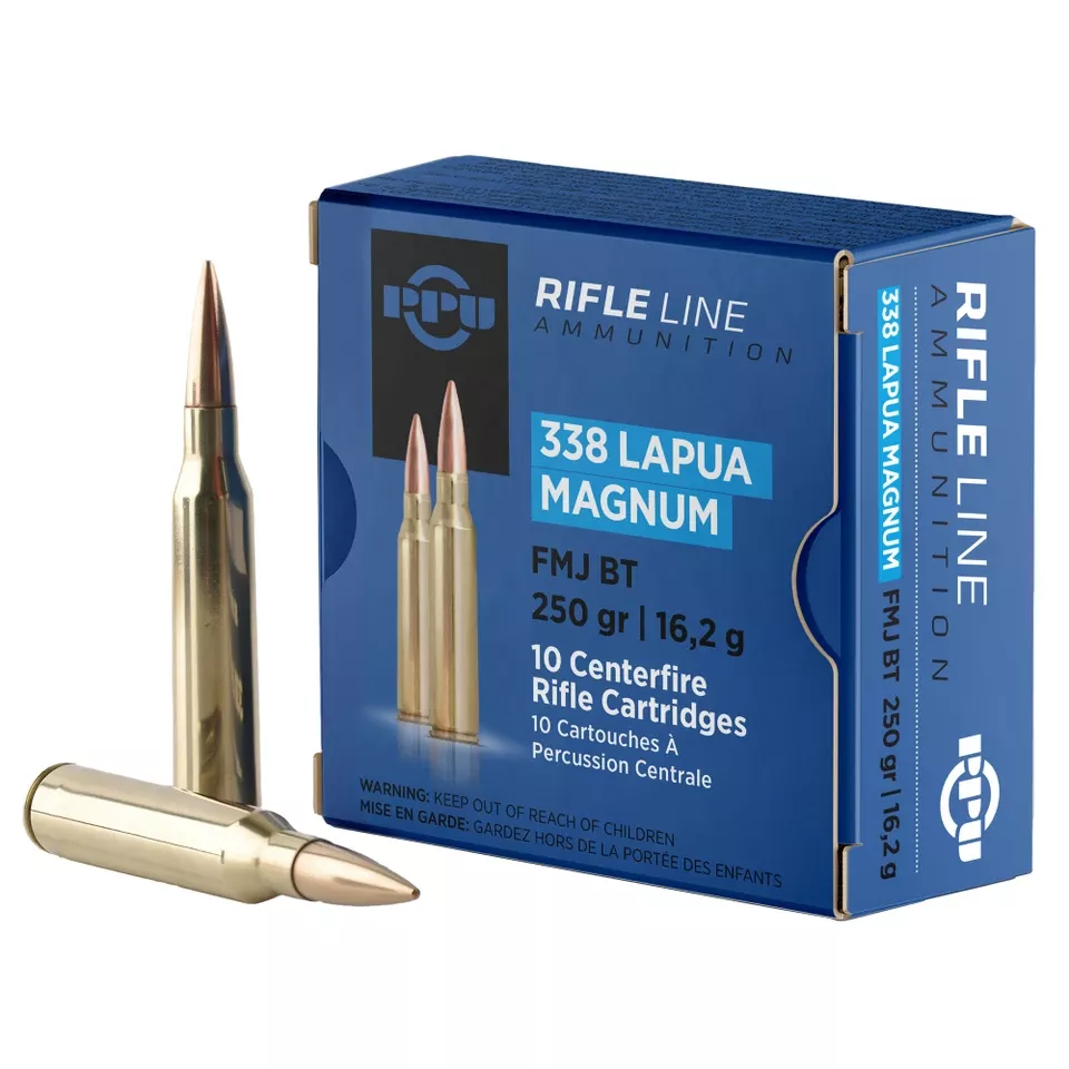 PPU .338 Lapua Magnum 250gr HPBT Ammunition - 10 Rounds/200 Rounds Available