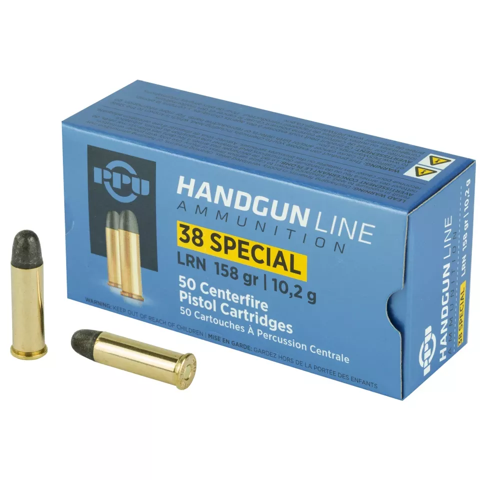 PPU .38 Special LRN 158 Grain Ammunition - 50 Rounds/500 Rounds