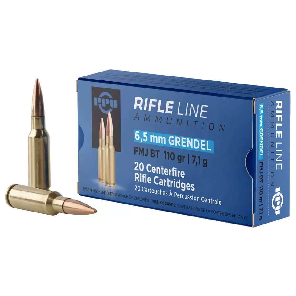 PPU 6.5 Grendel 110gr FMJBT Ammunition - 20 Rounds/Box, 500 Rounds/Case