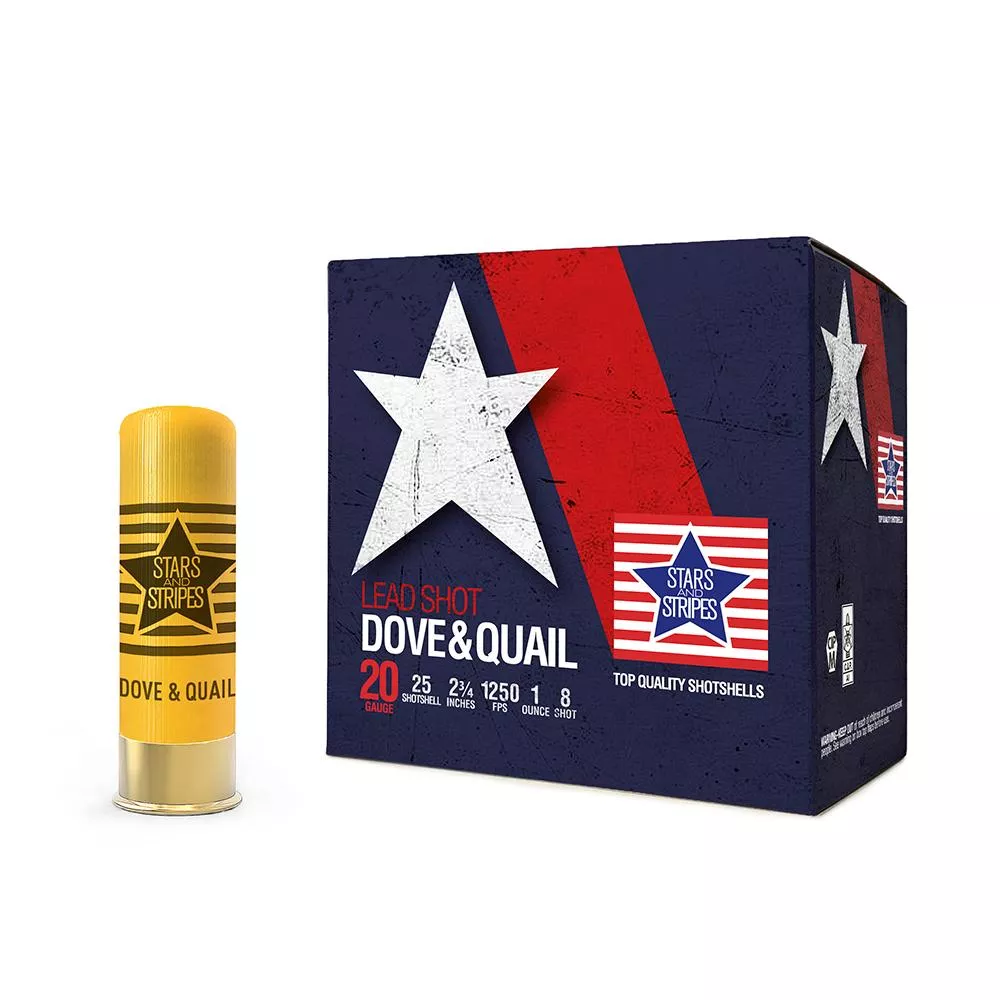 PPU Stars & Stripes Dove & Quail Shotshells20ga 2-3/4” 1 oz 1250 fps #8 25/ct
