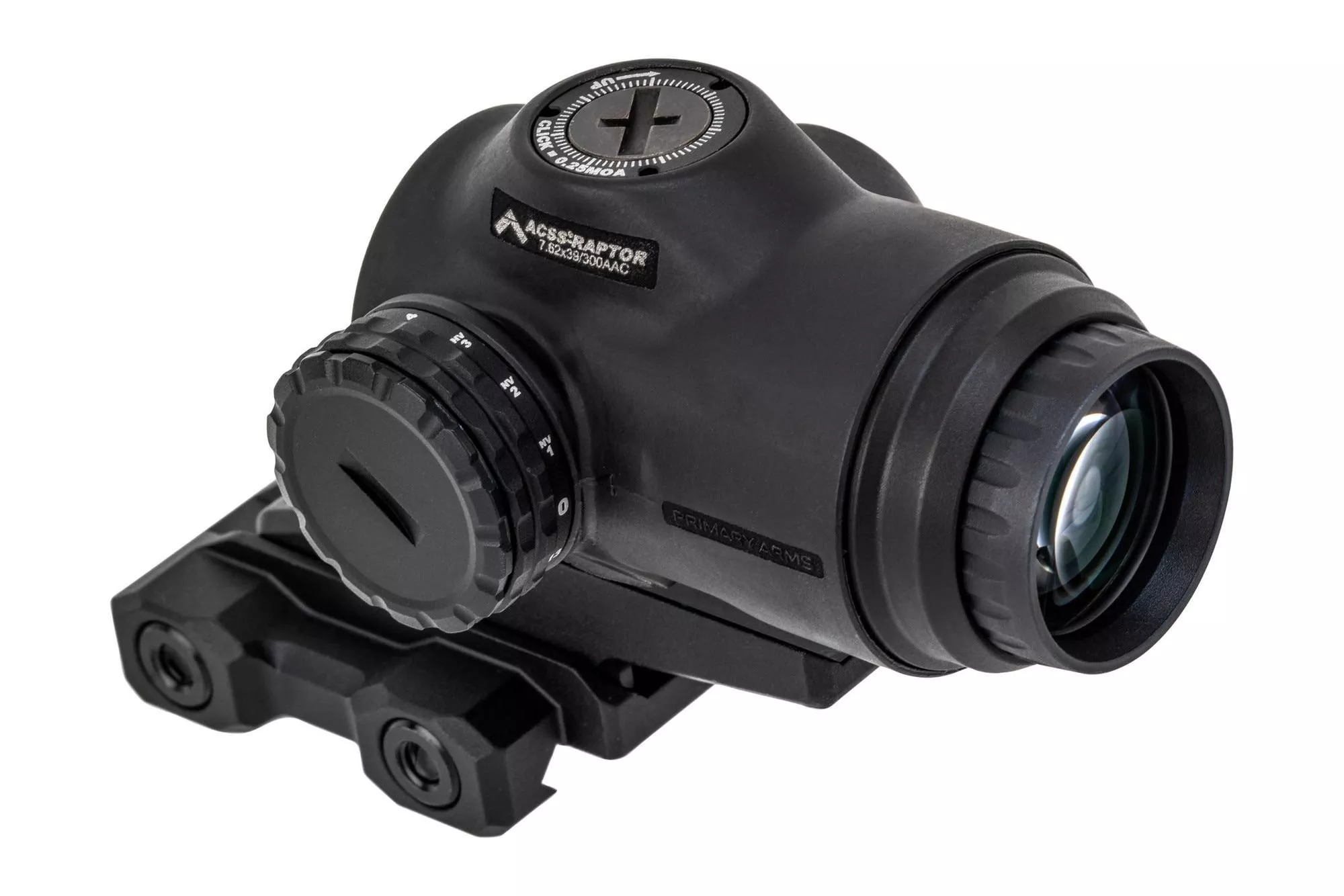 Primary Arms SLx 3X MicroPrism™ Scope Red Illuminated ACSS Raptor Reticle – 7.62×39/ .300 BLK Yard FDE