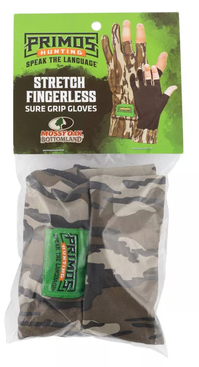 Primos PS6681 Stretch FitMossy Oak Original BottomLand Fingerless Neoprene OSFA UPC: 010135066819