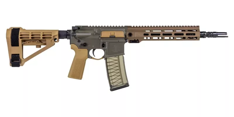 PSA Sabre-15 Forged 11.5″ 5.56 Pistol w/Rifle Speed Gas Block and SBA-4 Brace, Moss Green