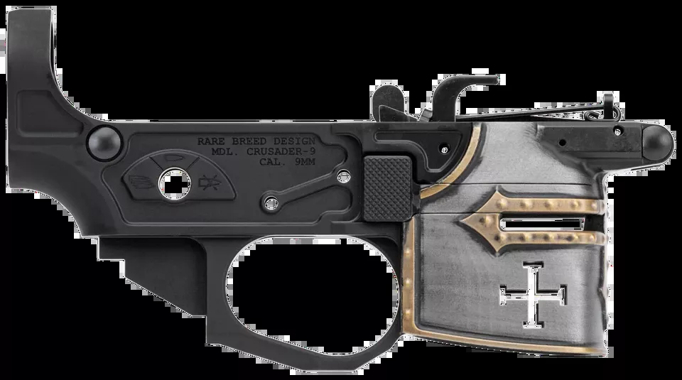 Rare Breed Crusader 9mm Luger AR-Platform by Spikes Tactical - Black Anodized Aluminum with Painted Front