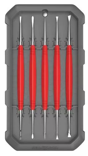 Real Avid AVAGSPS Accu-Grip Steel PicksRed Rubber Overmold Handle 5 Pieces
