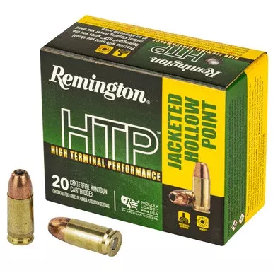 Remington High Terminal Performance (HTP) 9mm Luger Ammo 147 Grain Jacketed Hollow Point Box of 20
