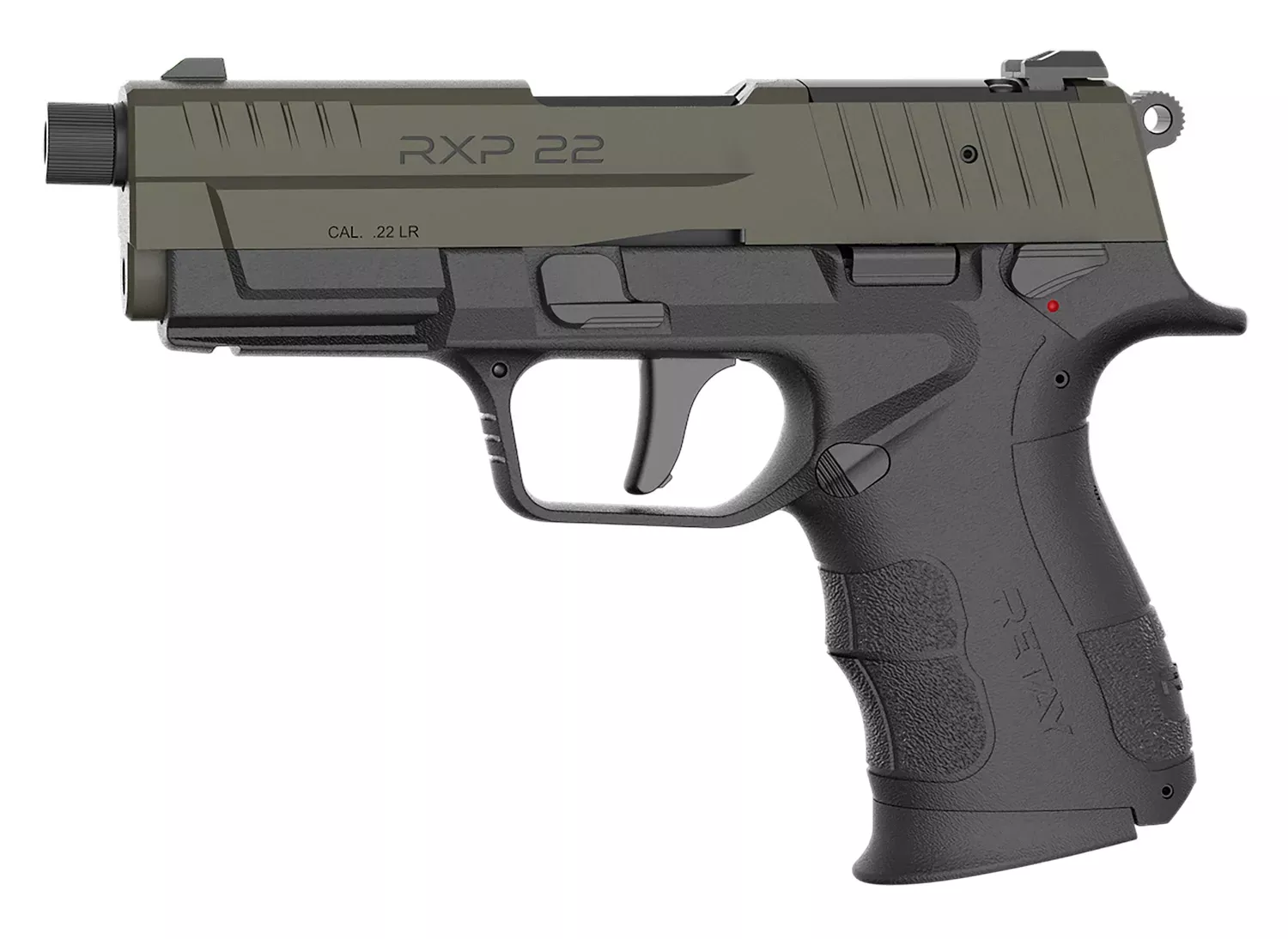 Retay USA RXP22BLKODSL10TH RXP 22 LR 10+1 4″ Threaded Barrel, OD Green Cerakote Optic Ready/Serrated Slide, Black Cerakote Polymer Frame W/Accessory Rail, RMR/RMSc Footprint