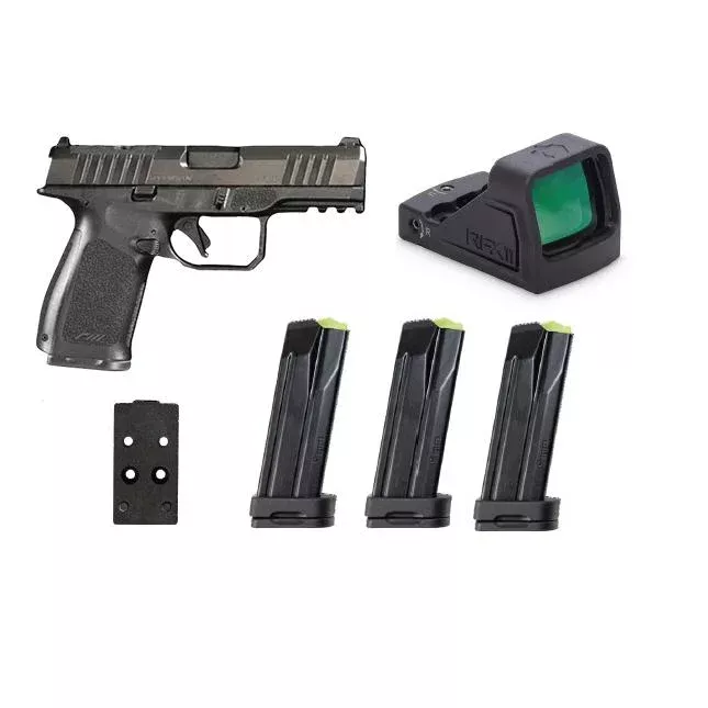 Rost Martin RM1C Handgun Bundle 9mm Luger 10rd (4) Magazines 4″ Barrel Black Viridian Red Dot Pistol Case