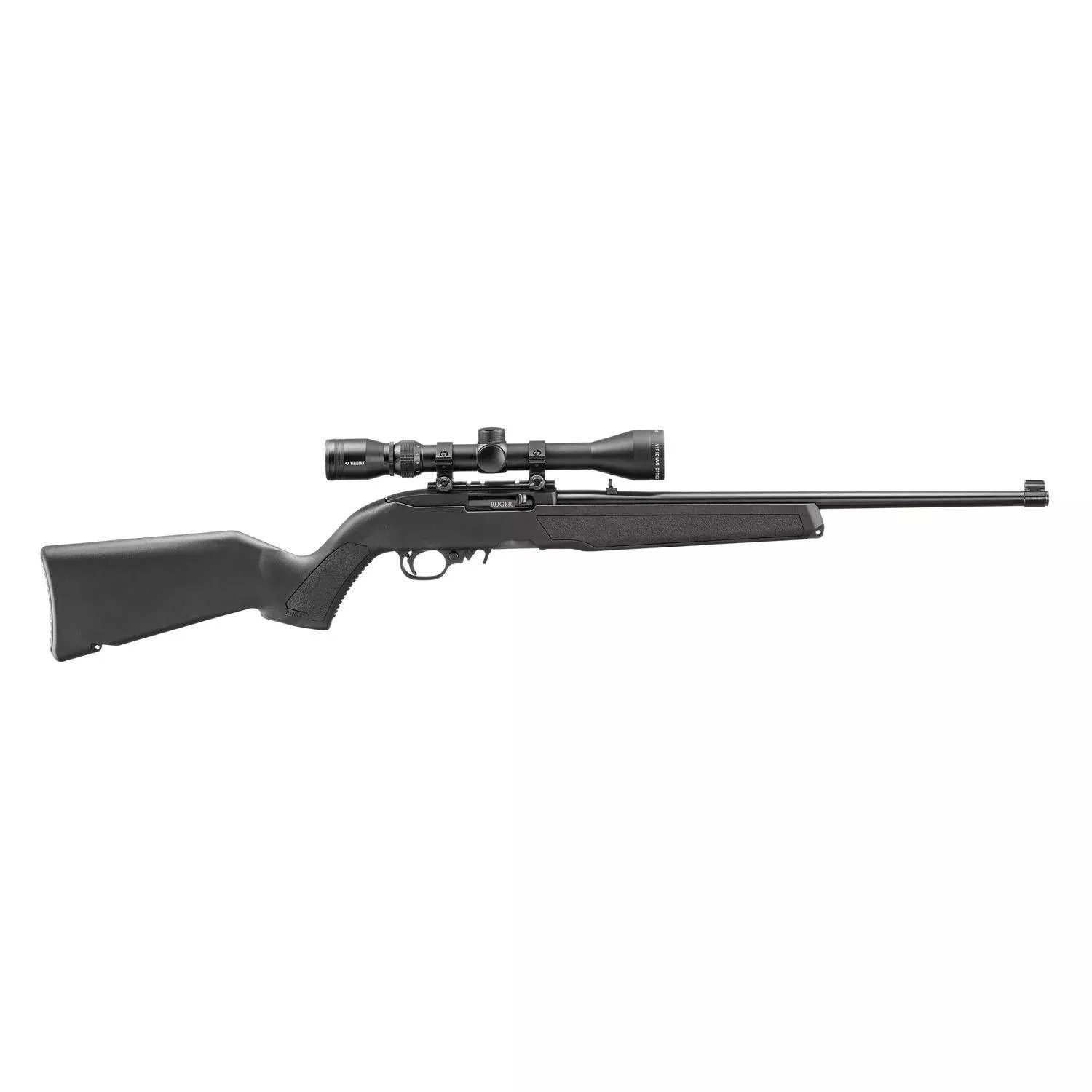 Ruger 10/22 Satin Black Carbine .22 LR 10rd Magazine(1) 18.5″ Barrel Synthetic Stock BX Trigger w/3-9×40 Scope