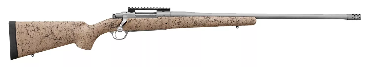 Ruger 57153 Hawkeye FTW Hunter Full Size 308 Win 4+1 24″ Matte Stainless Steel Threaded Barrel, Picatinny Rail Stainless Steel Receiver, Speckled Tan/Black HS Precision Synthetic Stock