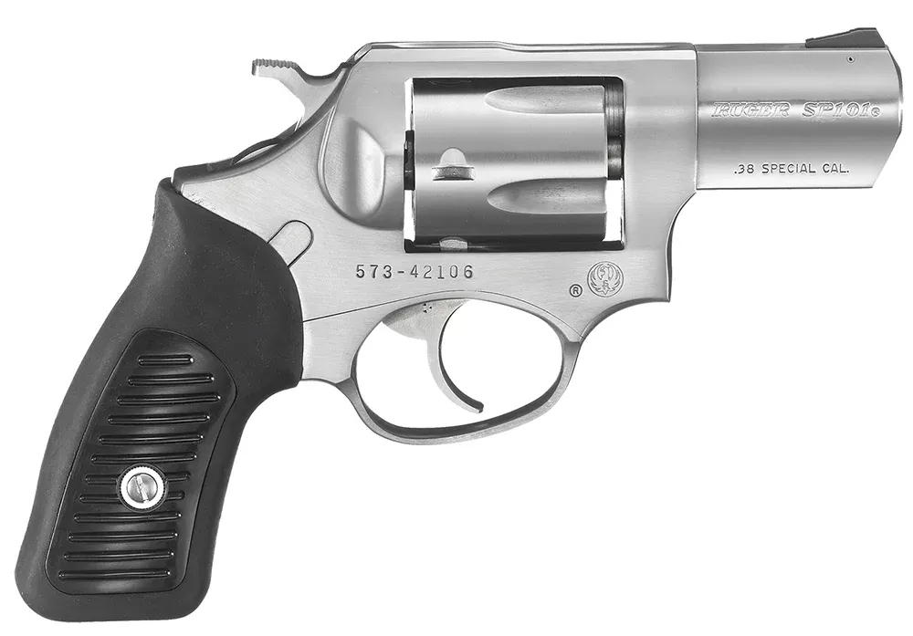 Ruger 5737 SP10138 Special +P 5rd 2.25″ Satin Stainless Steel Barrel, Cylinder & Frame, Black Rubber Grip, Transfer Bar Safety, Exposed Hammer