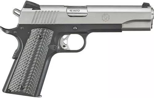 Ruger SR1911 Semi-Automatic Pistol 9mm Luger 5" Barrel (2)-9Rd Magazines Drift Adjustable 3-DOT Sights G10 Grip Panels Stainless Steel Slide Black AFALSEdized Finish