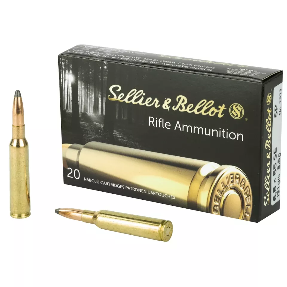 S&B 6.5x55 Swedish 131 Grain Soft Point Ammunition - 20 Rounds/400 Rounds