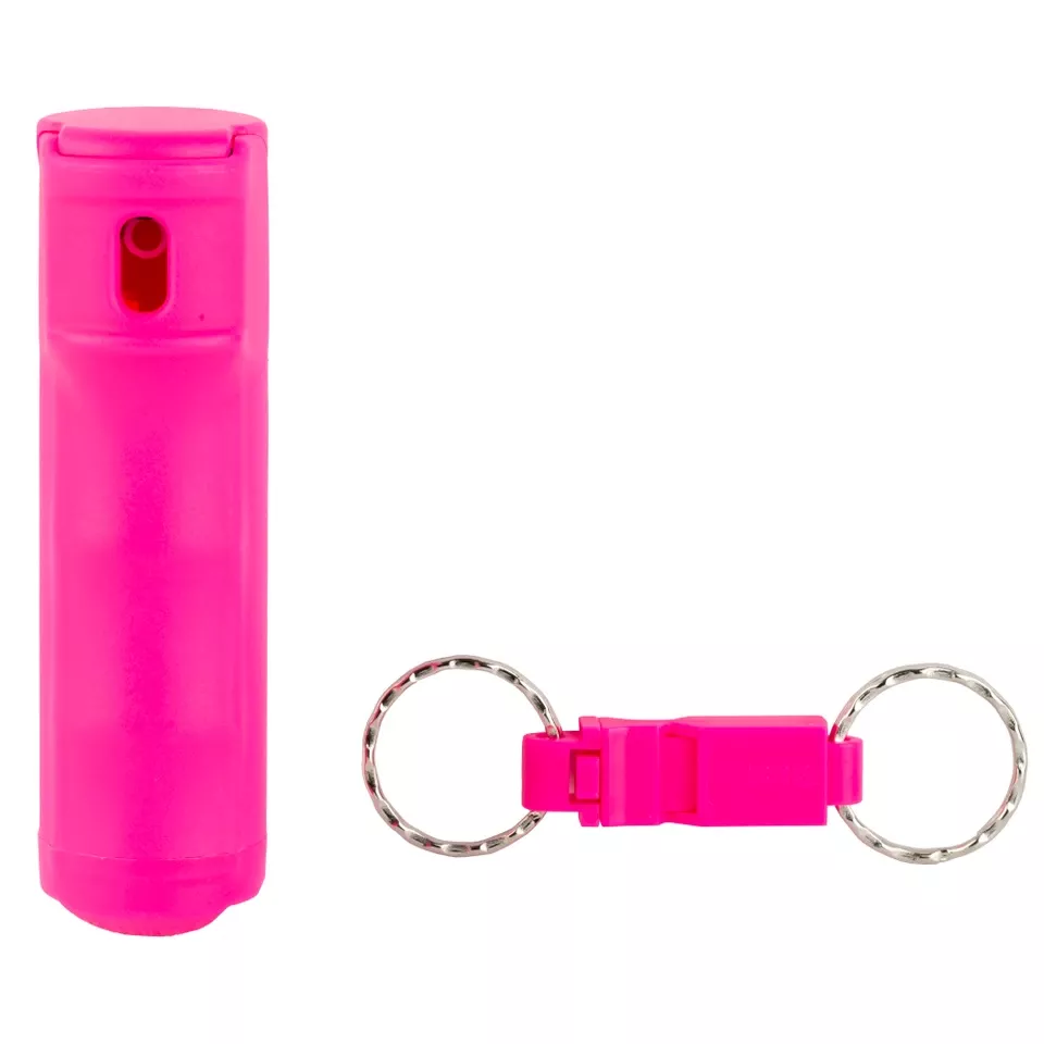 SABRE Pink Key Ring Whistle with .54 oz Spray